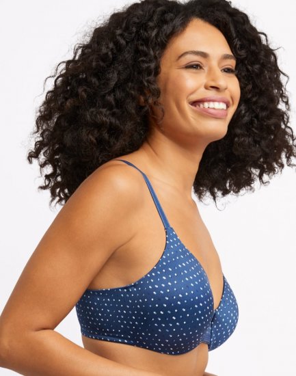 Bali One Smooth U Smoothing & Concealing Underwire Bra Regal Navy Dot Print Sale Online - Click Image to Close