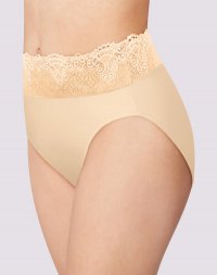 Bali Passion for Comfort® Hi-Cut Panty Soft Taupe Lace Sale Online