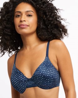 Bali One Smooth U Smoothing & Concealing Underwire Bra Regal Navy Dot Print Sale Online