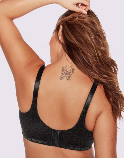 Bali Double Support Lace Wireless Bra Black Sale Online - Click Image to Close