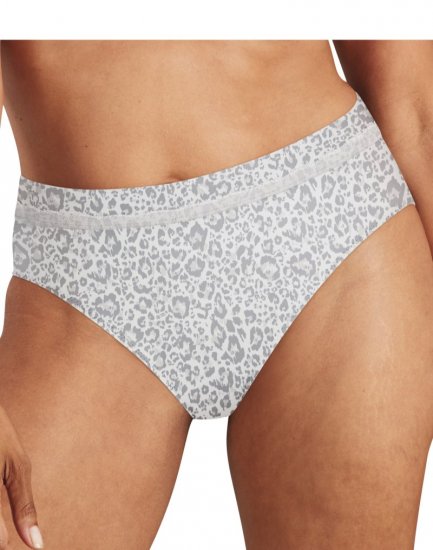 Bali One Smooth U Modern Microfiber Hi-Leg Panty Leo Print Grey Sale Online - Click Image to Close