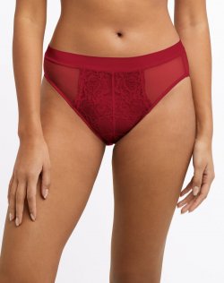 Bali One Smooth U Perfectly Pretty Lace Mesh Hi Cut Smart Red Sale Online